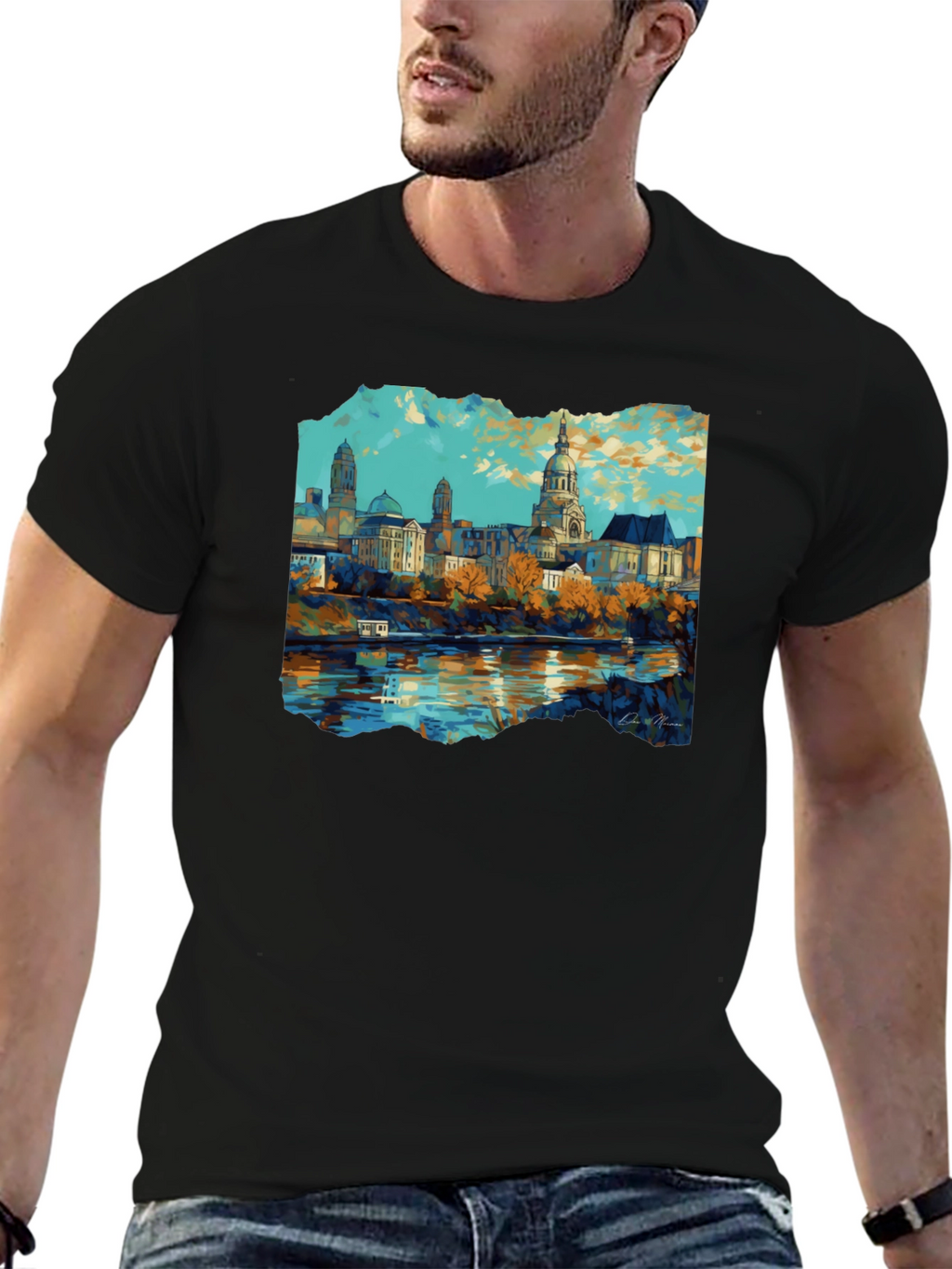 Cityscape Graphic Black T-Shirt