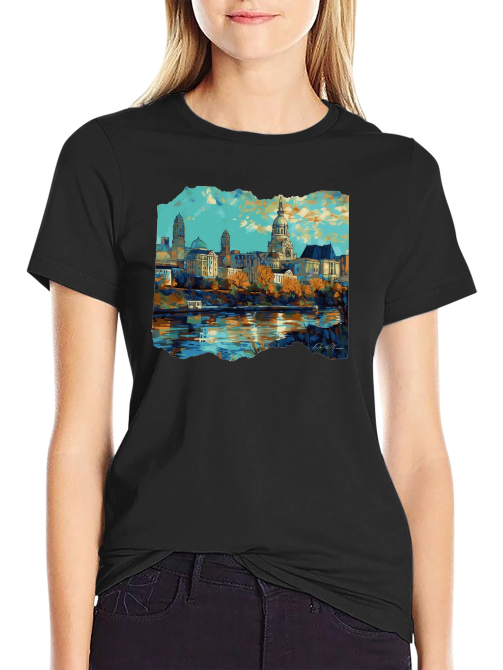Cityscape Graphic Black T-Shirt