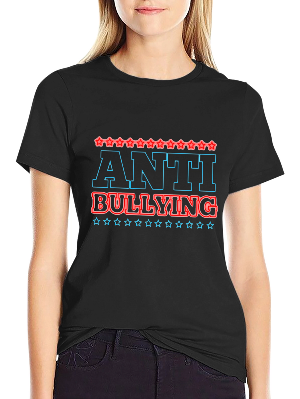 Anti-Bullying Graphic Tee - Black Casual T-Shirt