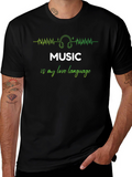 Music is My Love Language Black Graphic Tee