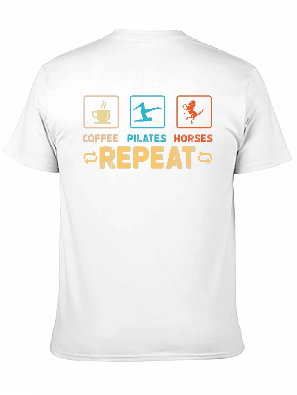 Coffee Pilates Horses Repeat Graphic Tee