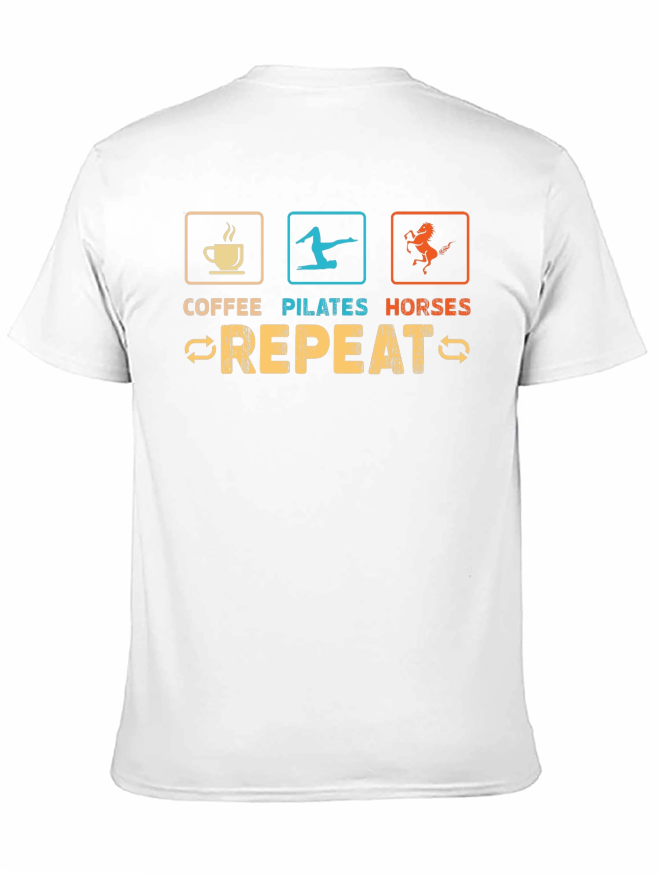 Coffee Pilates Horses Repeat Graphic Tee