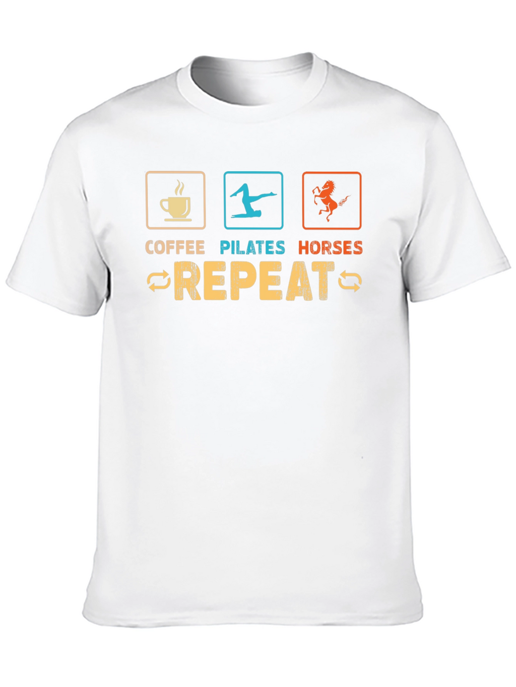 Coffee Pilates Horses Repeat Graphic Tee