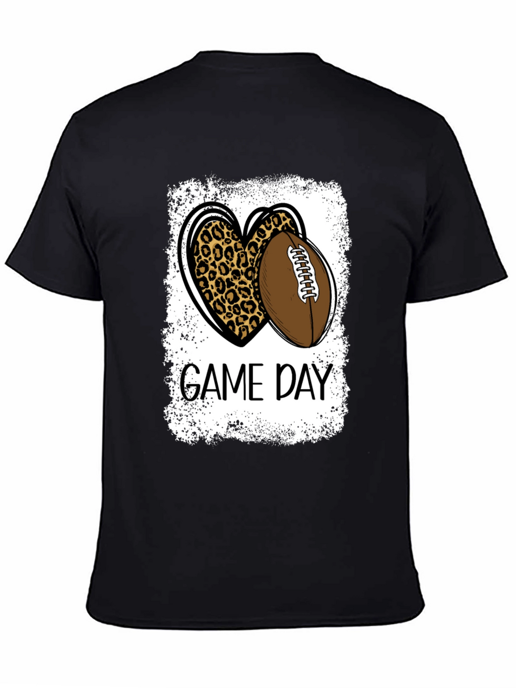 Game Day Leopard Heart Football T-Shirt