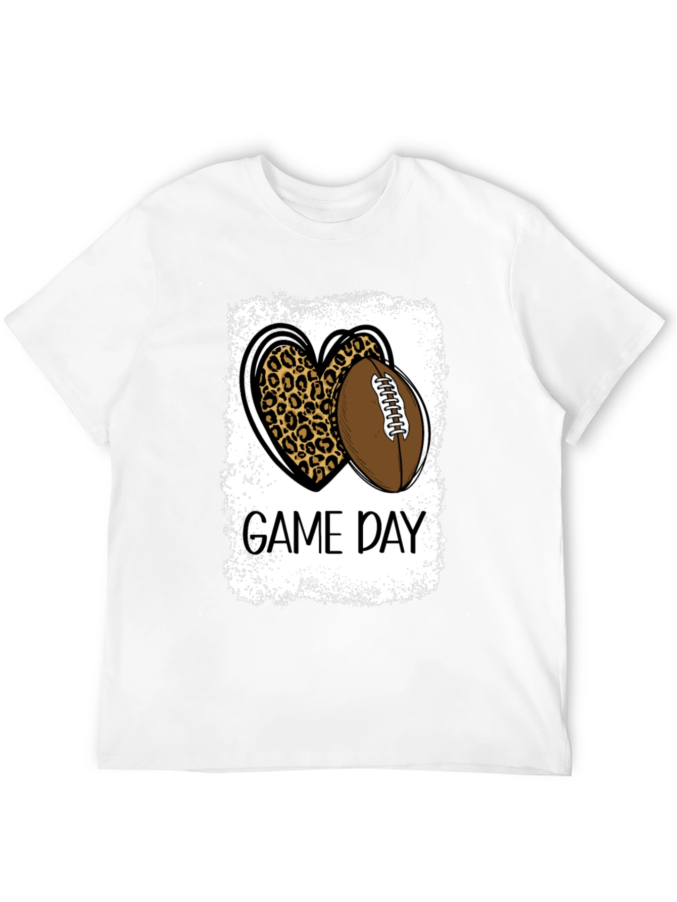 Game Day Leopard Heart Football T-Shirt