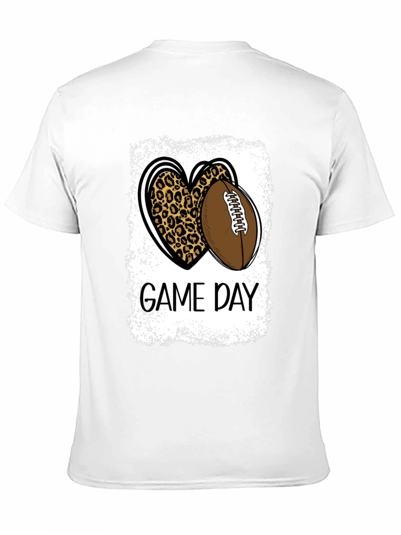 Game Day Leopard Heart Football T-Shirt