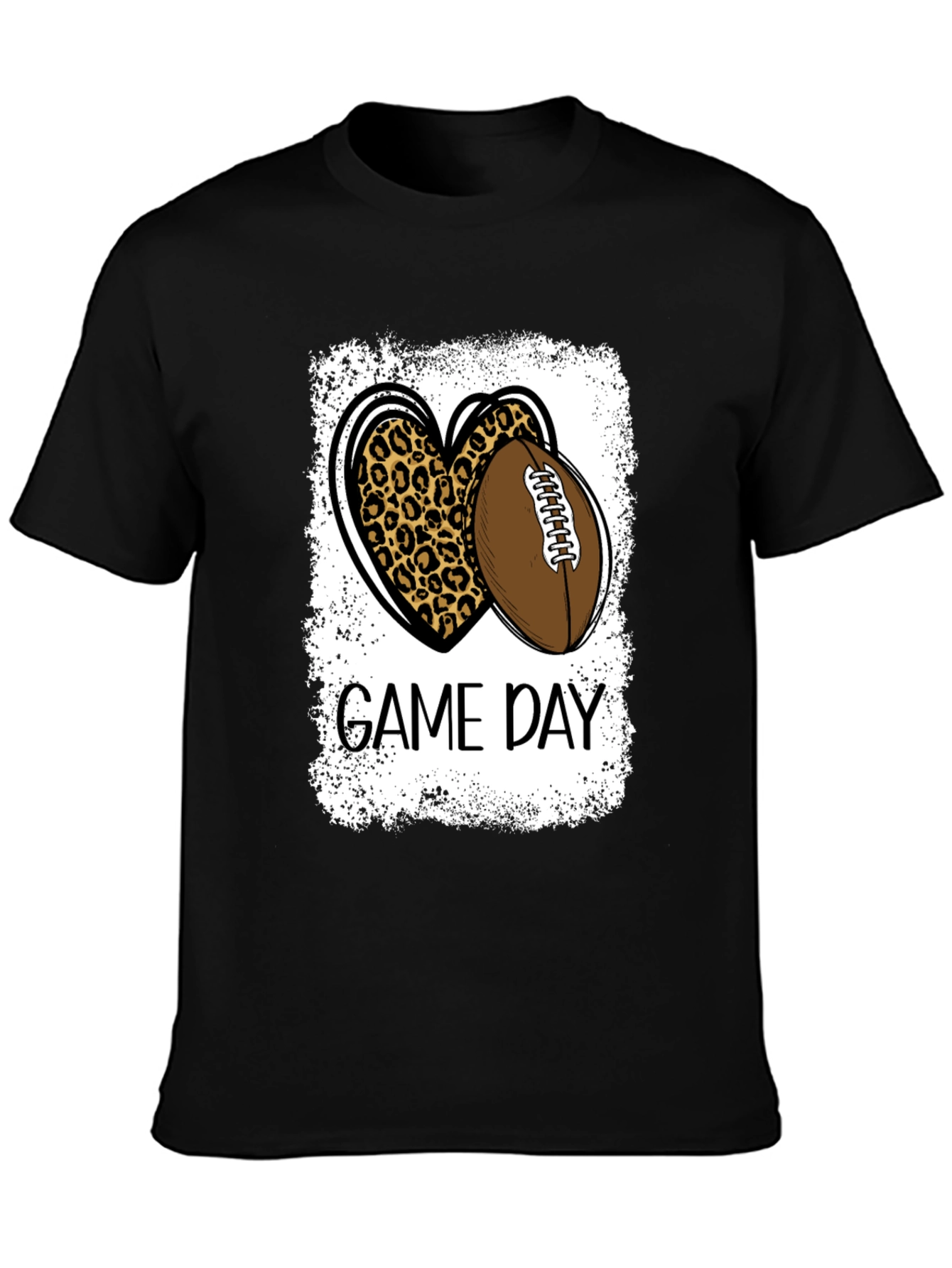 Game Day Leopard Heart Football T-Shirt