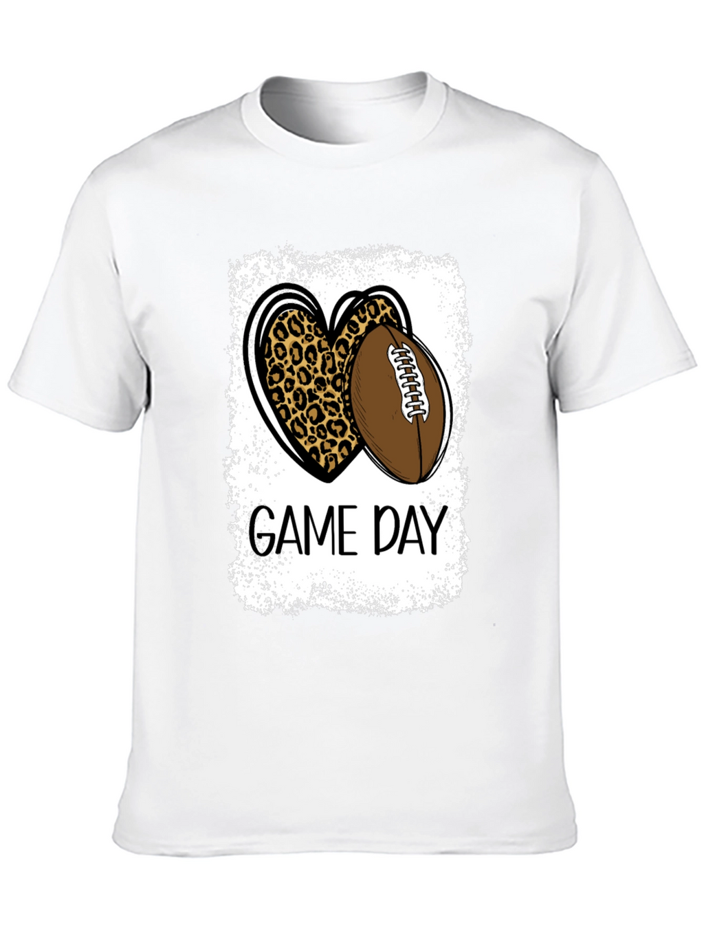 Game Day Leopard Heart Football T-Shirt