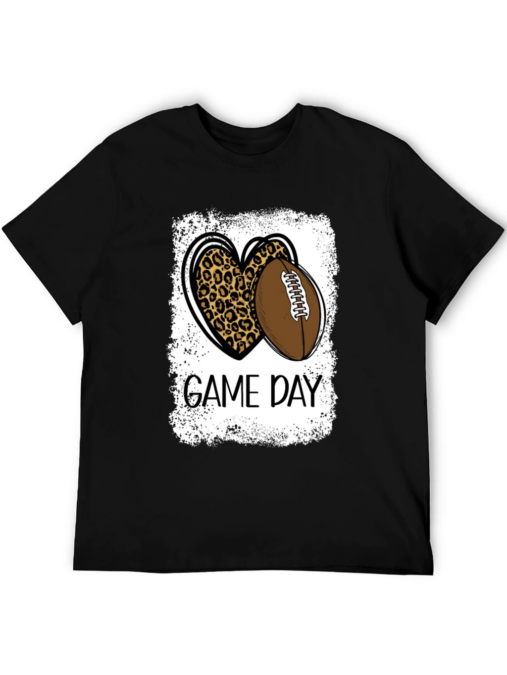 Game Day Leopard Heart Football T-Shirt