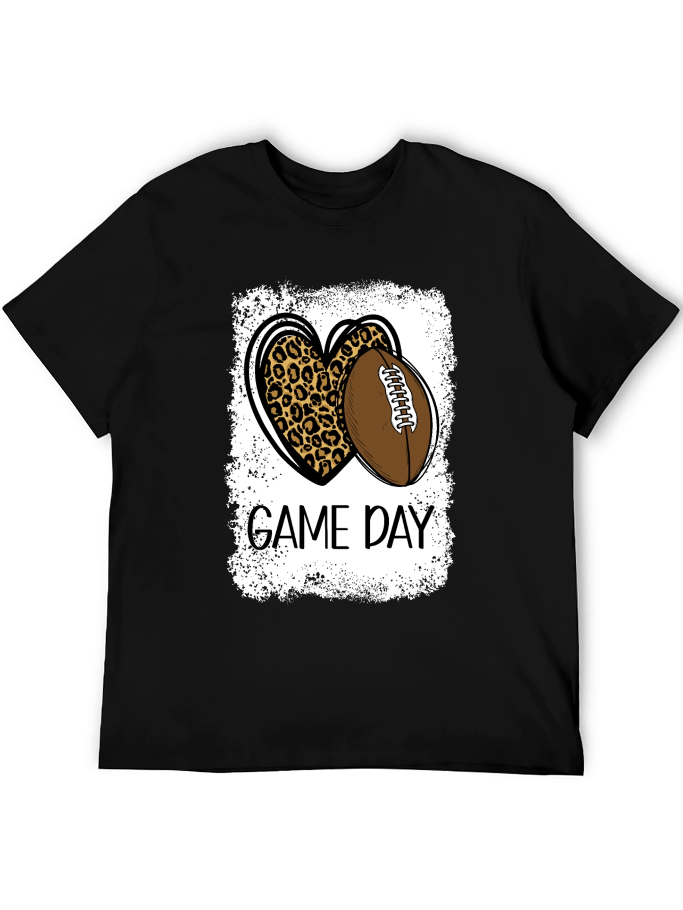 Game Day Leopard Heart Football T-Shirt