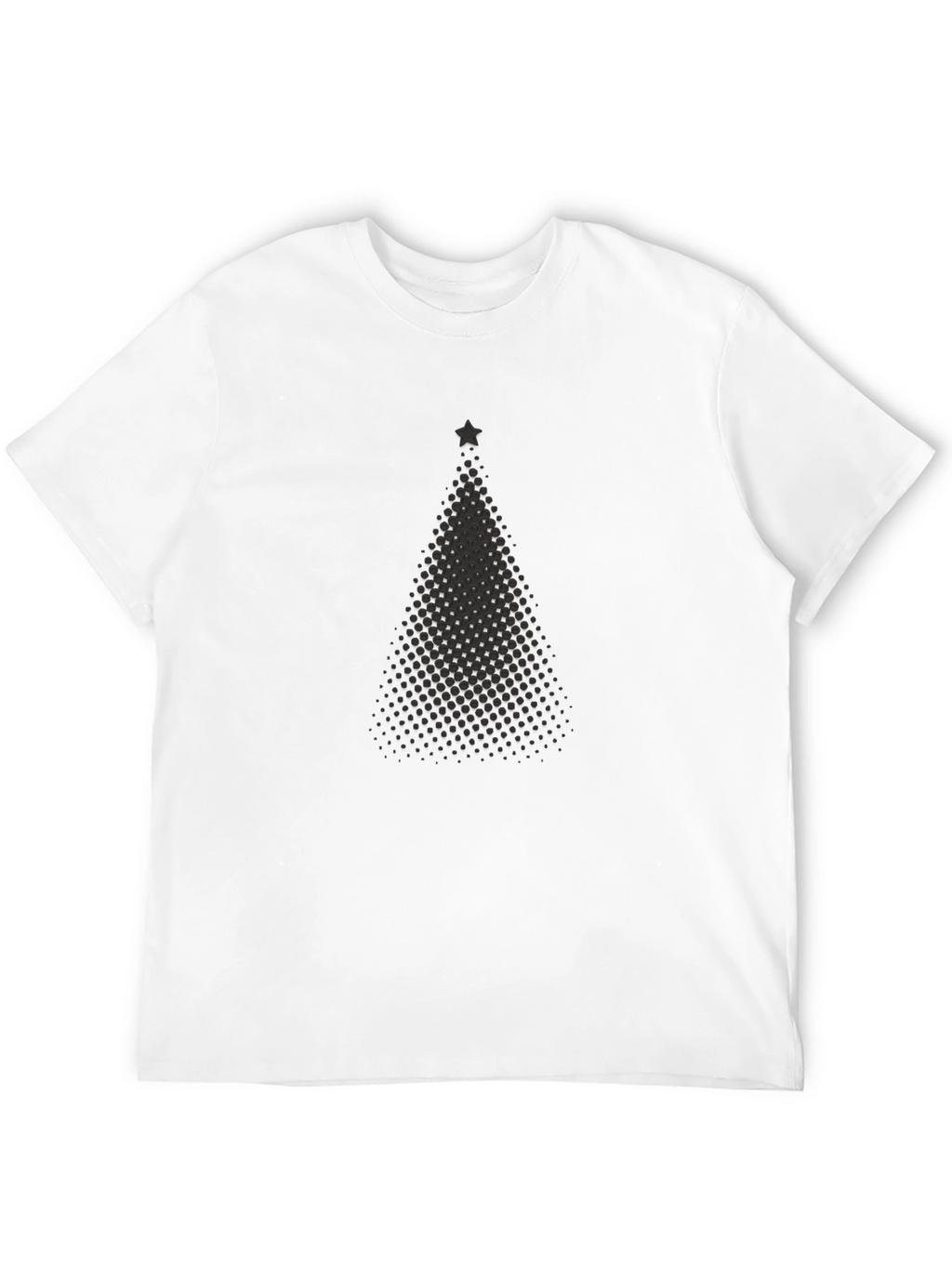 Festive Christmas Tree Dot Pattern Black T-Shirt