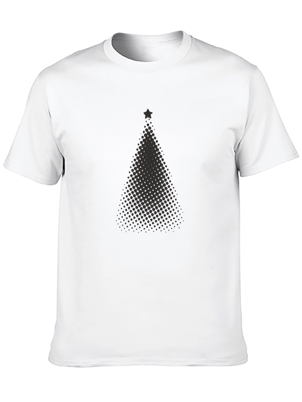 Festive Christmas Tree Dot Pattern Black T-Shirt