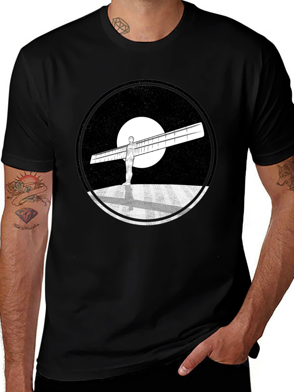 Angel of the North Graphic Tee - Black