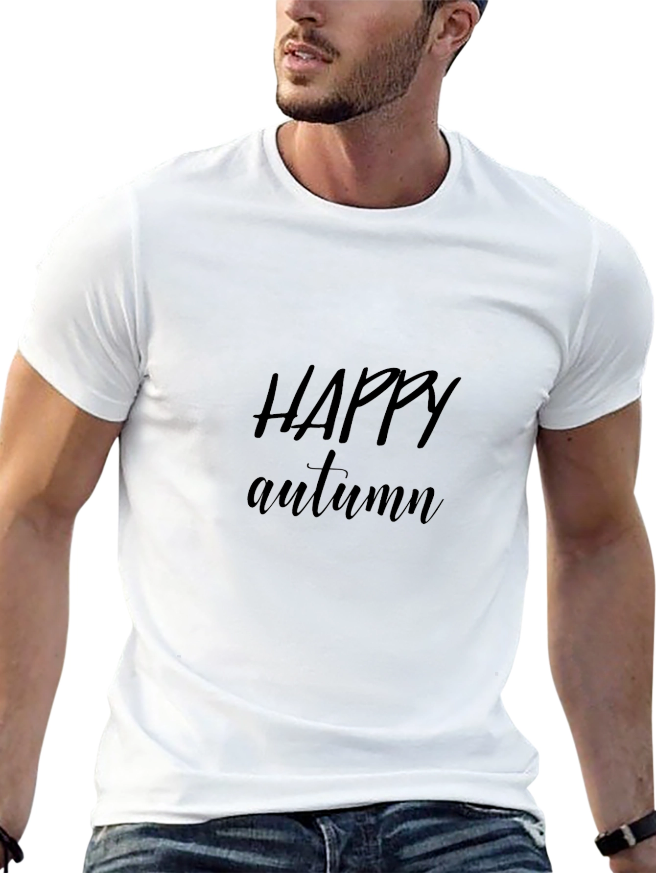 Happy Autumn Black Graphic T-Shirt