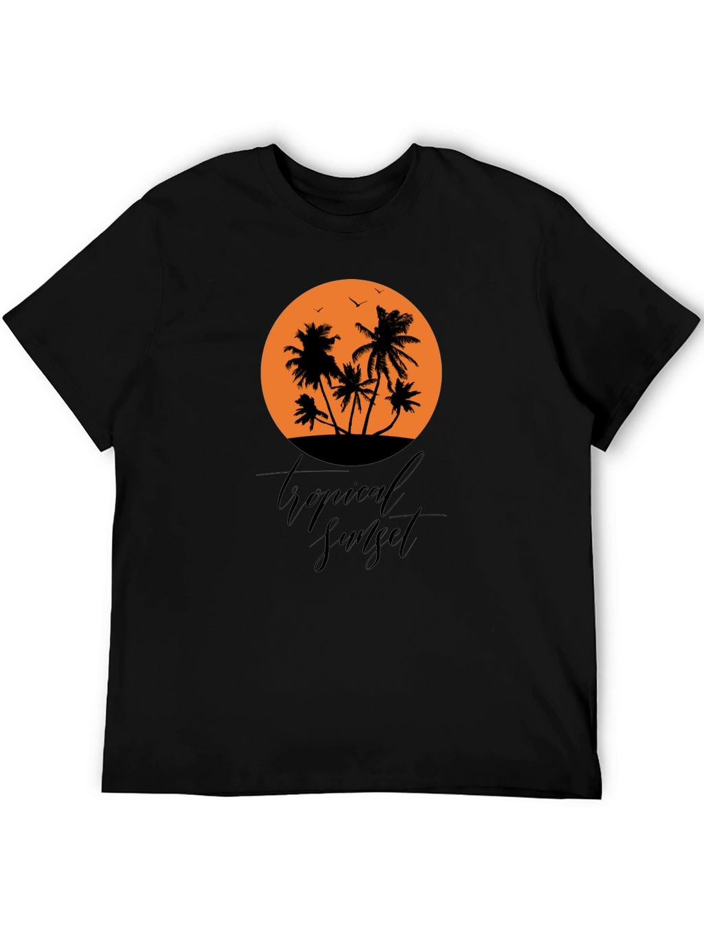 Tropical Sunset Black Graphic T-Shirt