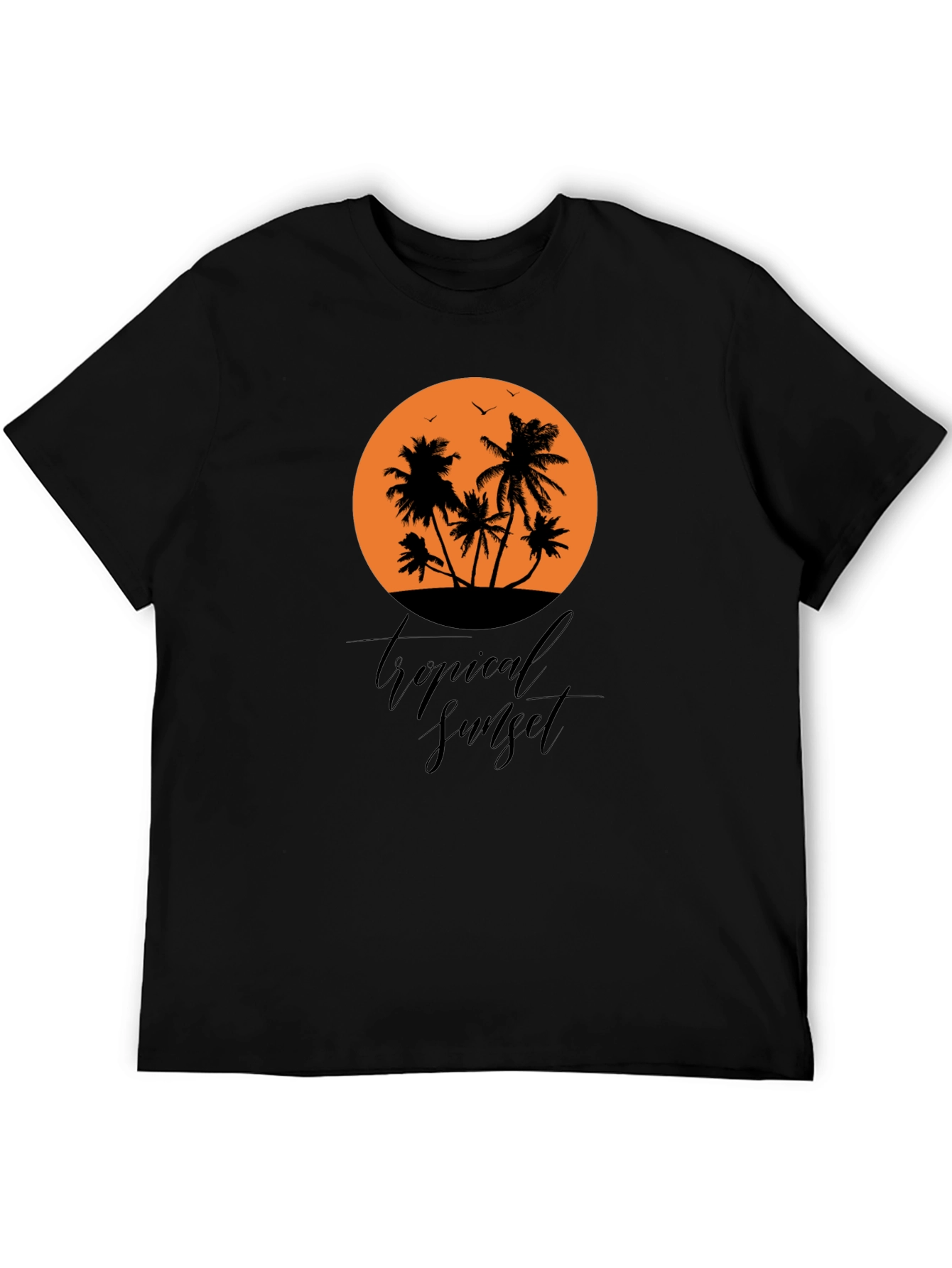 Tropical Sunset Black Graphic T-Shirt