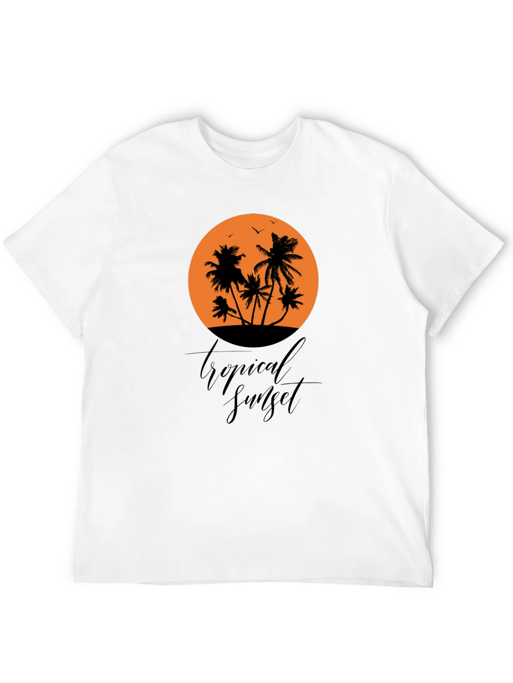 Tropical Sunset Black Graphic T-Shirt