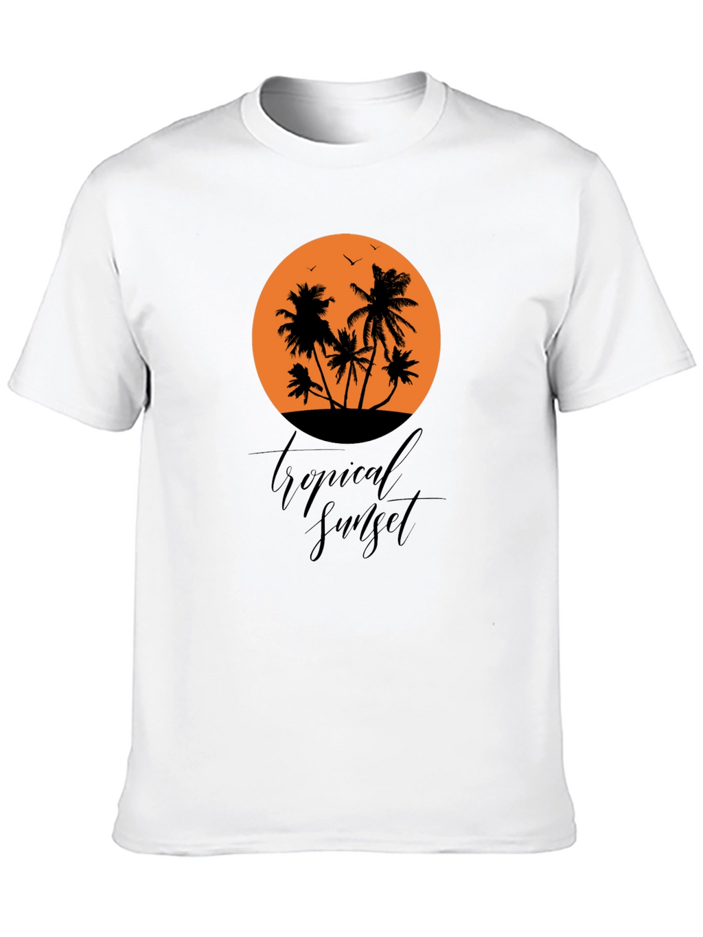 Tropical Sunset Black Graphic T-Shirt