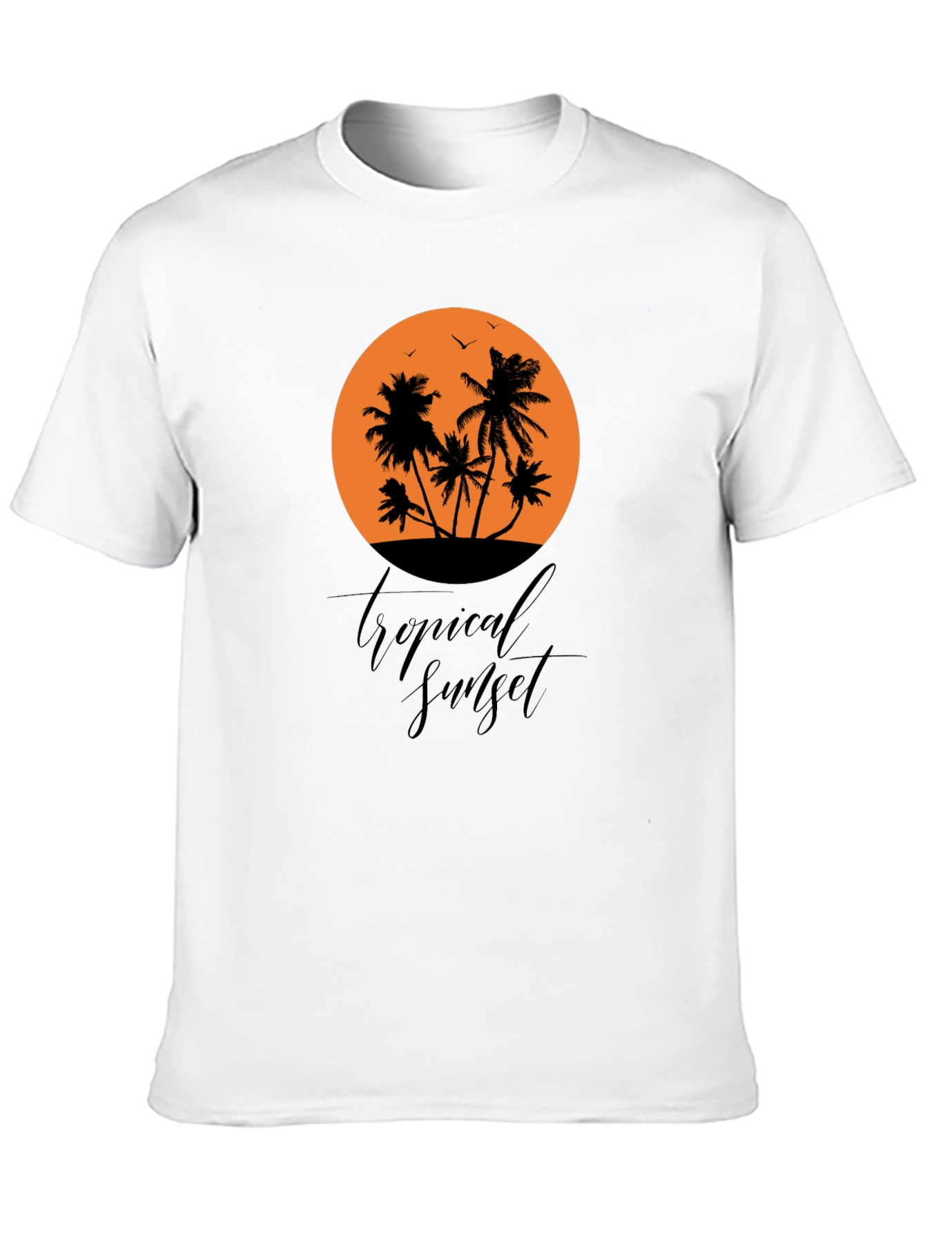 Tropical Sunset Black Graphic T-Shirt