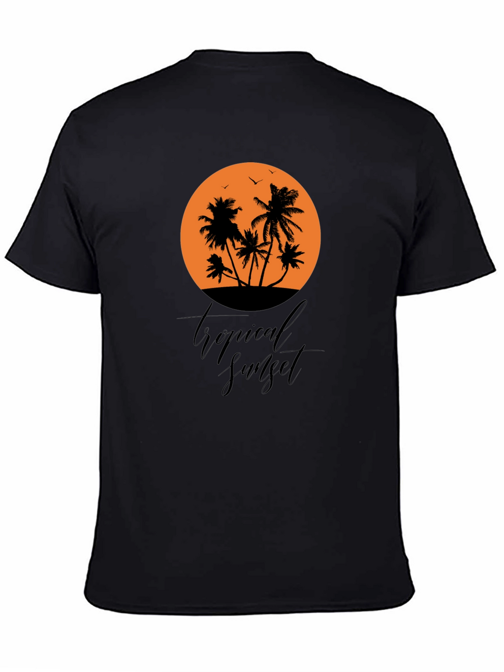 Tropical Sunset Black Graphic T-Shirt