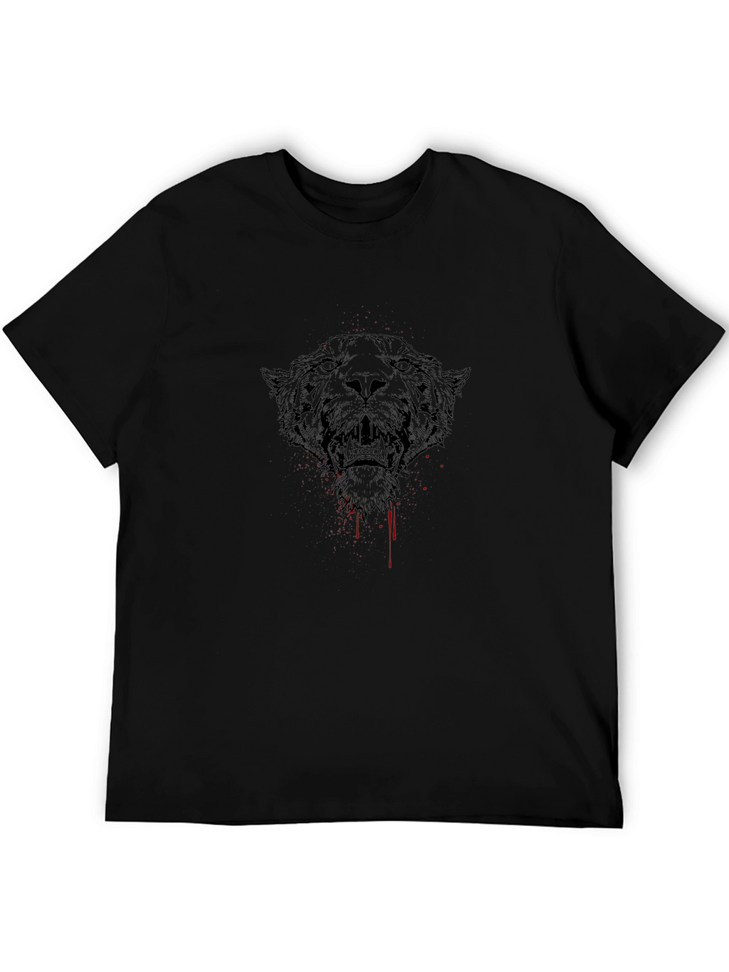 Mens Black T-Shirt with Jaguar Graphic Print