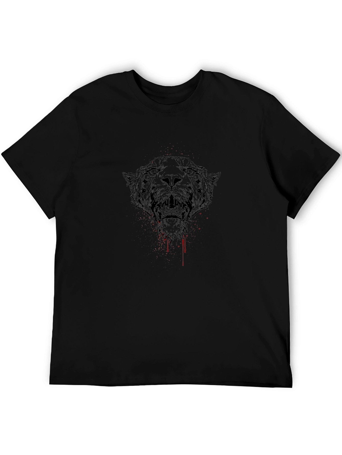 Mens Black T-Shirt with Jaguar Graphic Print