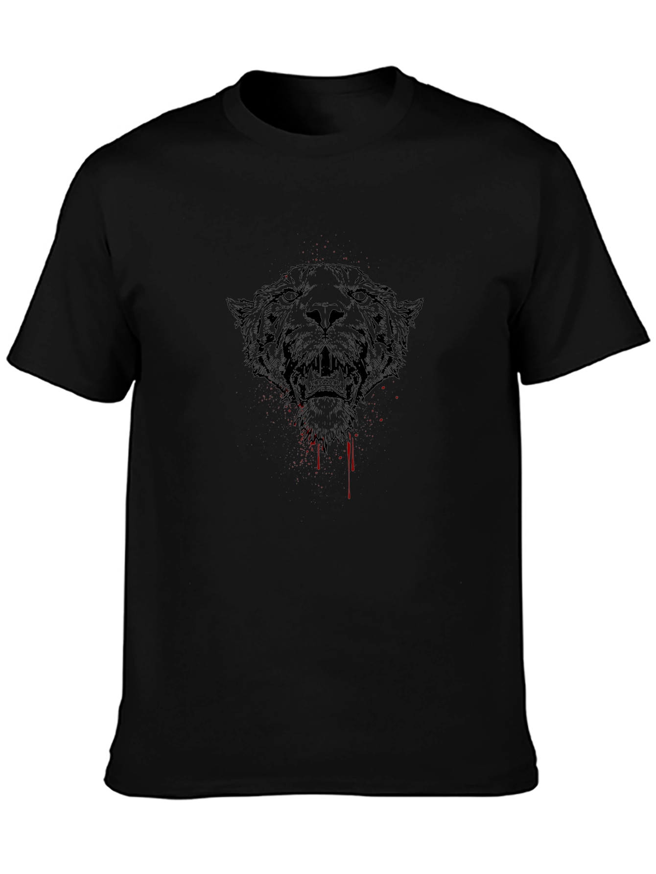 Mens Black T-Shirt with Jaguar Graphic Print