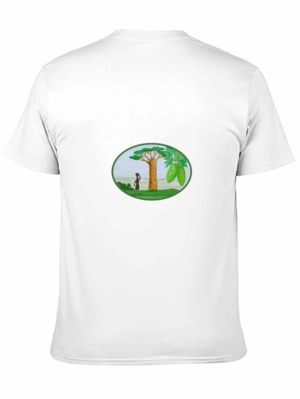 Black T-Shirt with Artistic Baobab Tree Design