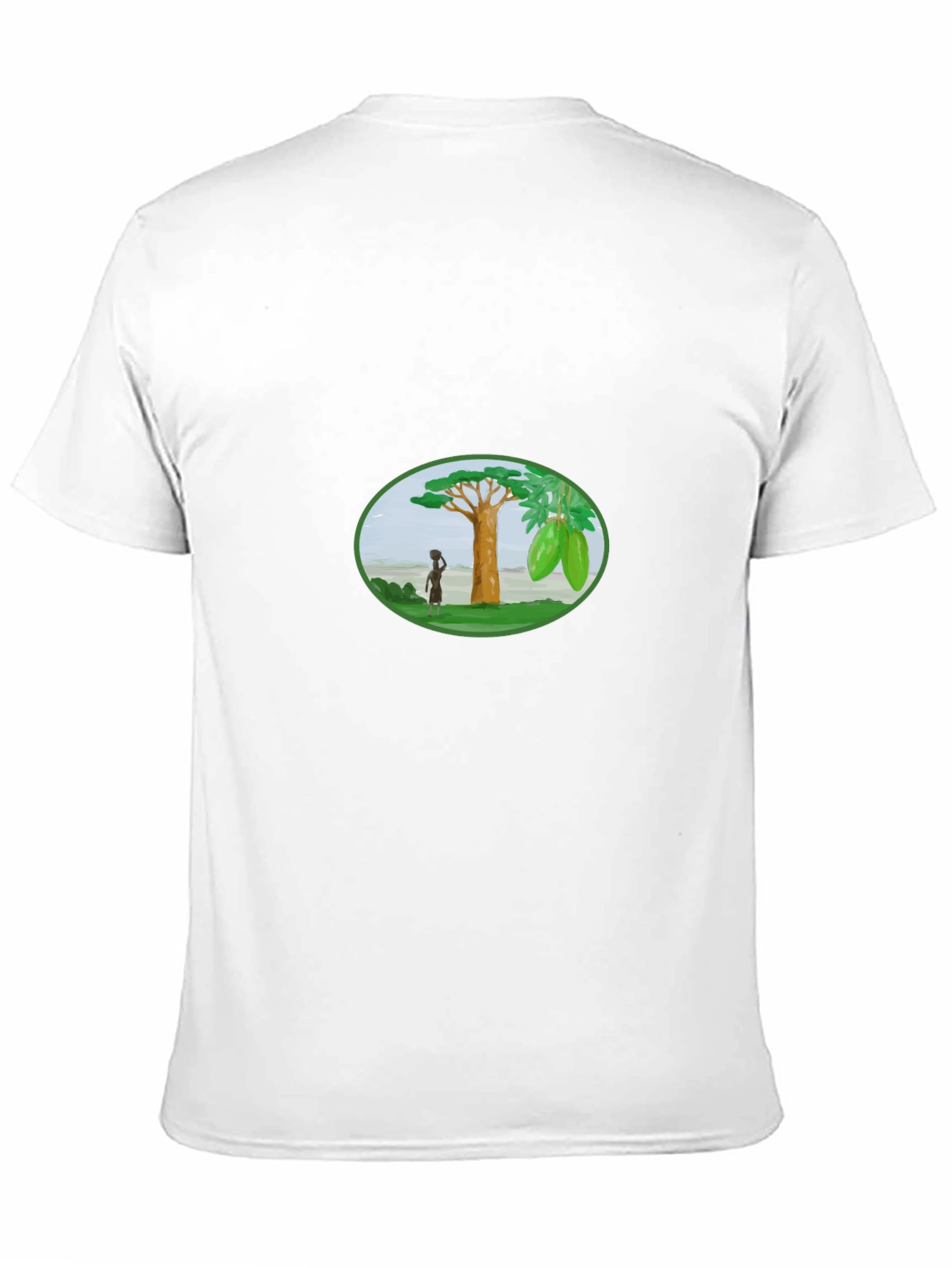 Black T-Shirt with Artistic Baobab Tree Design