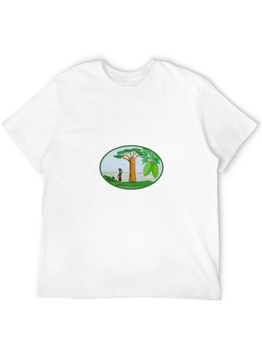 Black T-Shirt with Artistic Baobab Tree Design