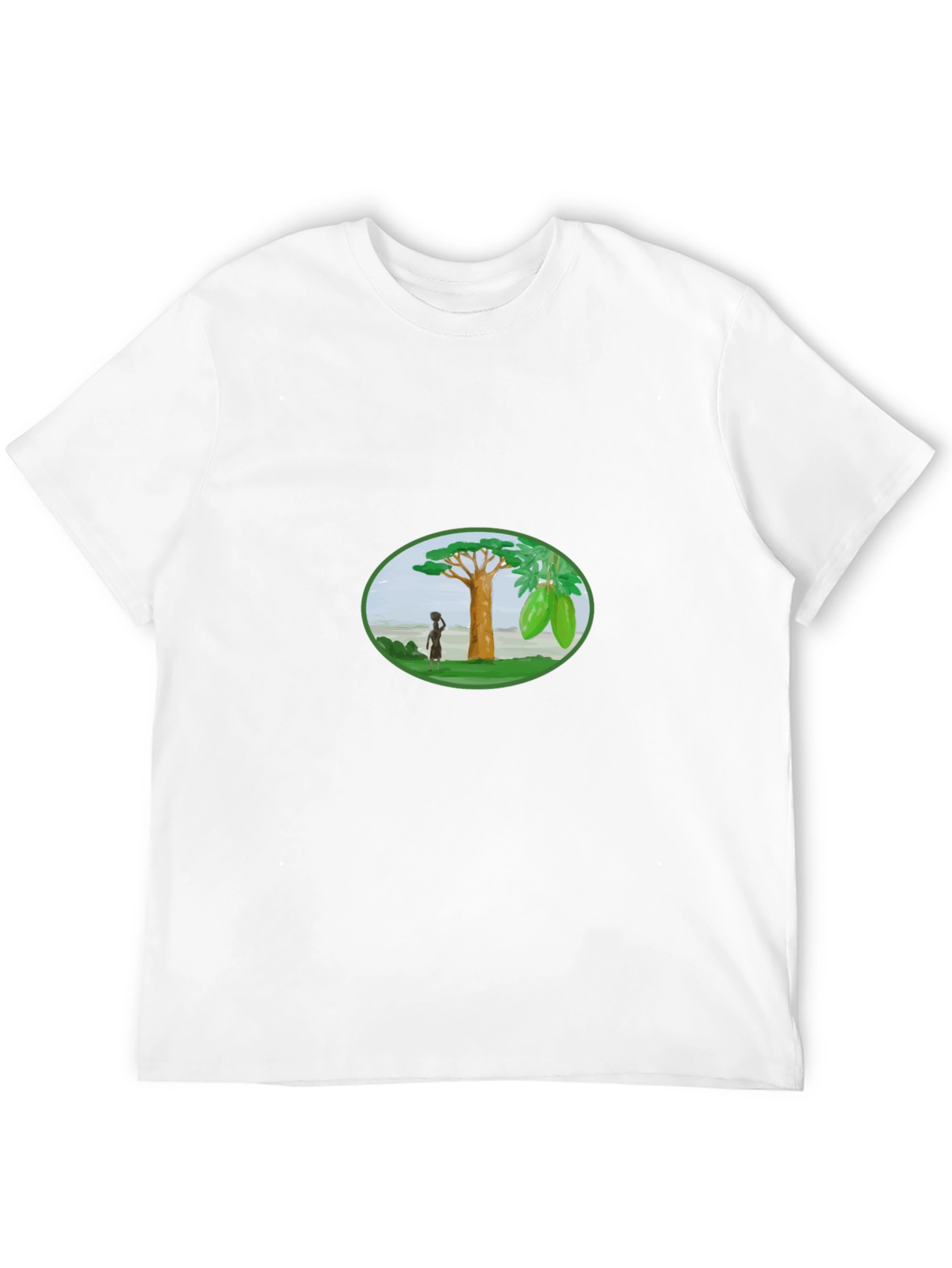 Black T-Shirt with Artistic Baobab Tree Design
