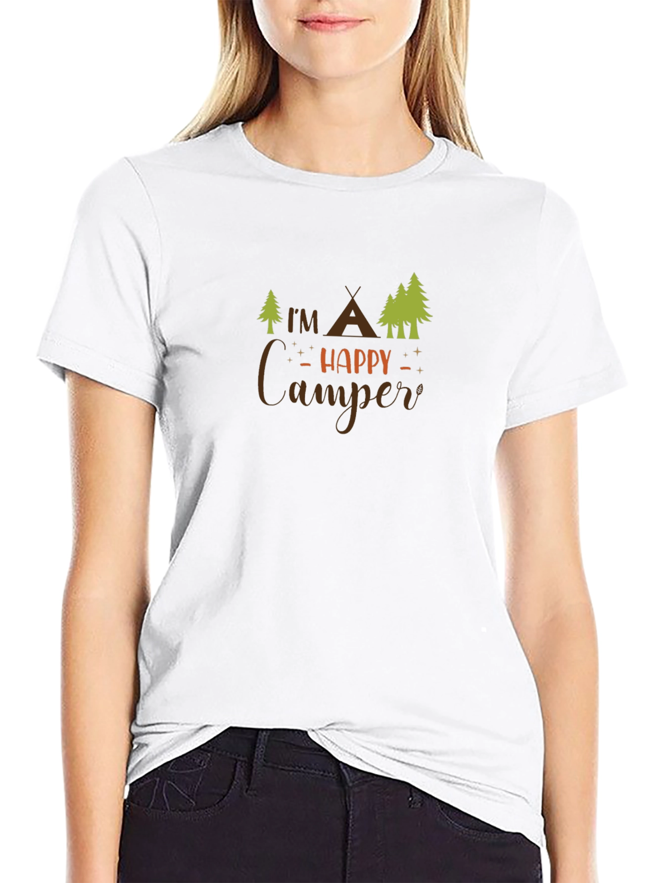 Happy Camper Black Tee - Outdoor Adventure Shirt