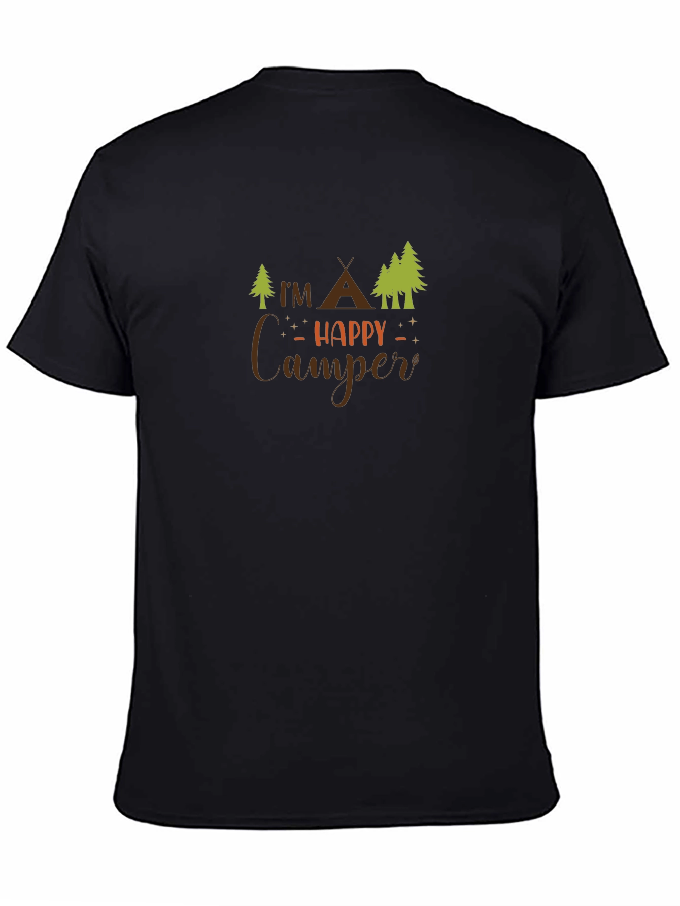 Happy Camper Black Tee - Outdoor Adventure Shirt