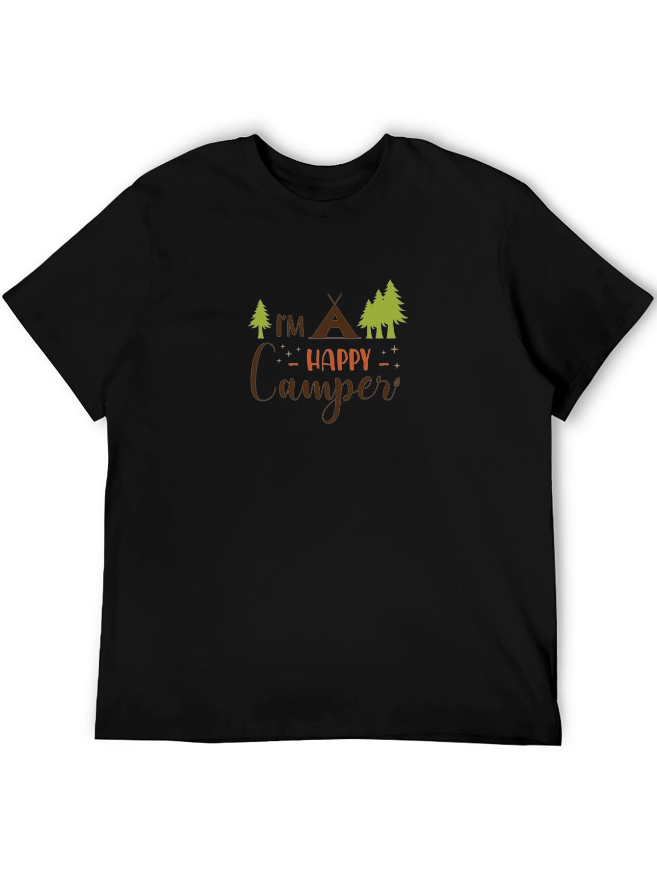Happy Camper Black Tee - Outdoor Adventure Shirt