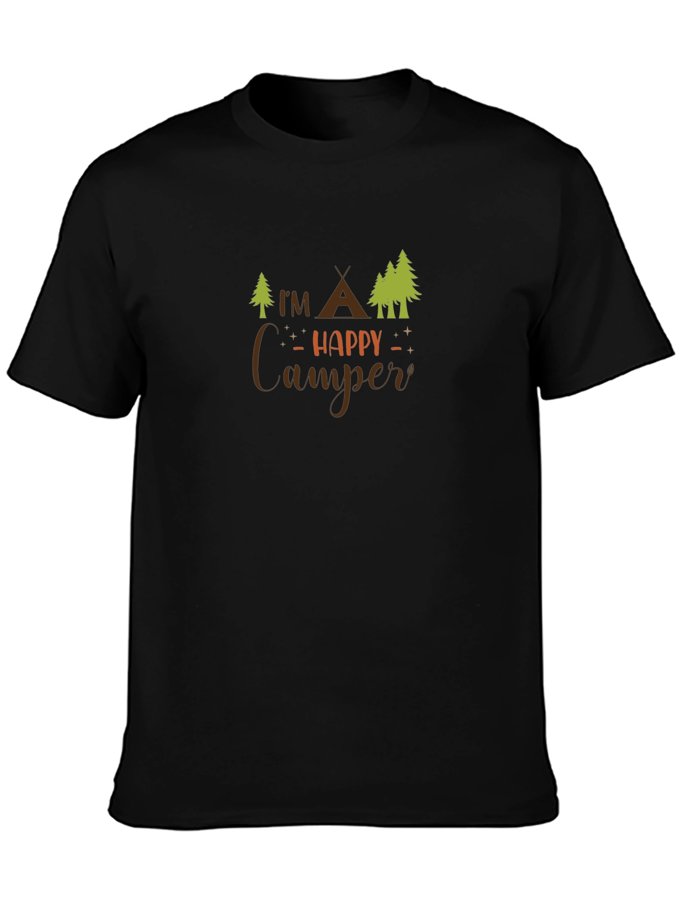 Happy Camper Black Tee - Outdoor Adventure Shirt