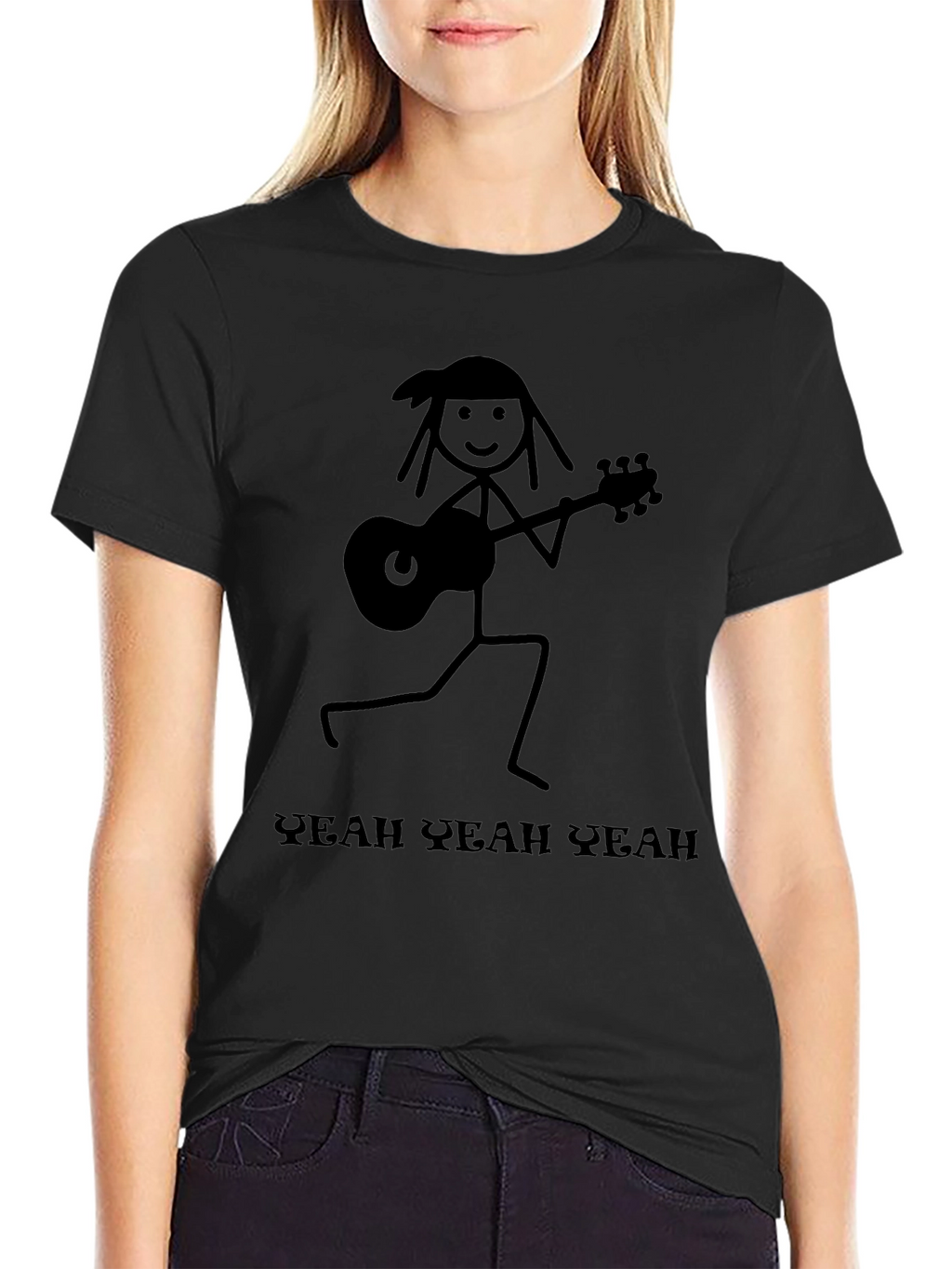 Yeah Yeah Yeahs Guitar Stick Figure Black T-Shirt
