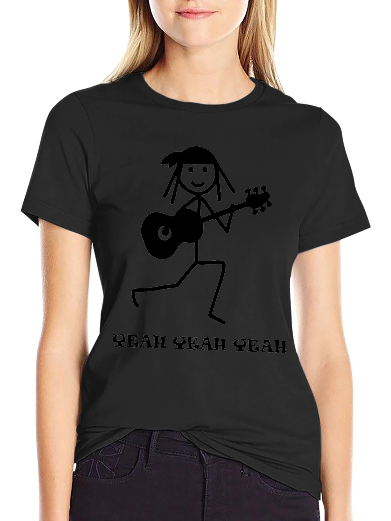 Yeah Yeah Yeahs Guitar Stick Figure Black T-Shirt