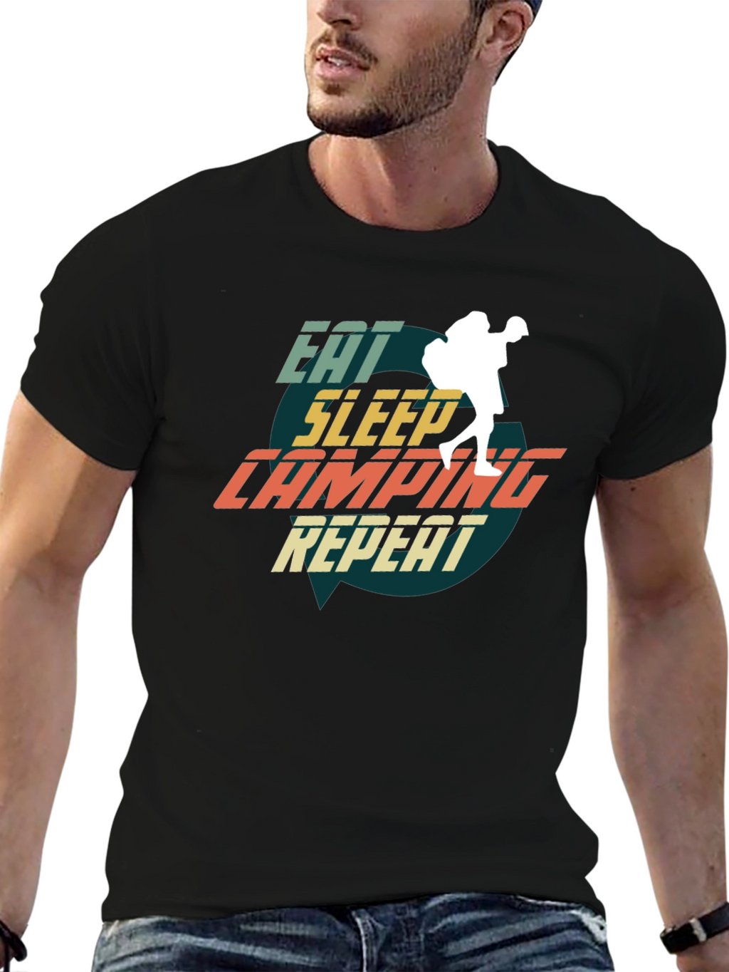 Eat Sleep Camping Repeat Graphic Tee - Adventure Ready