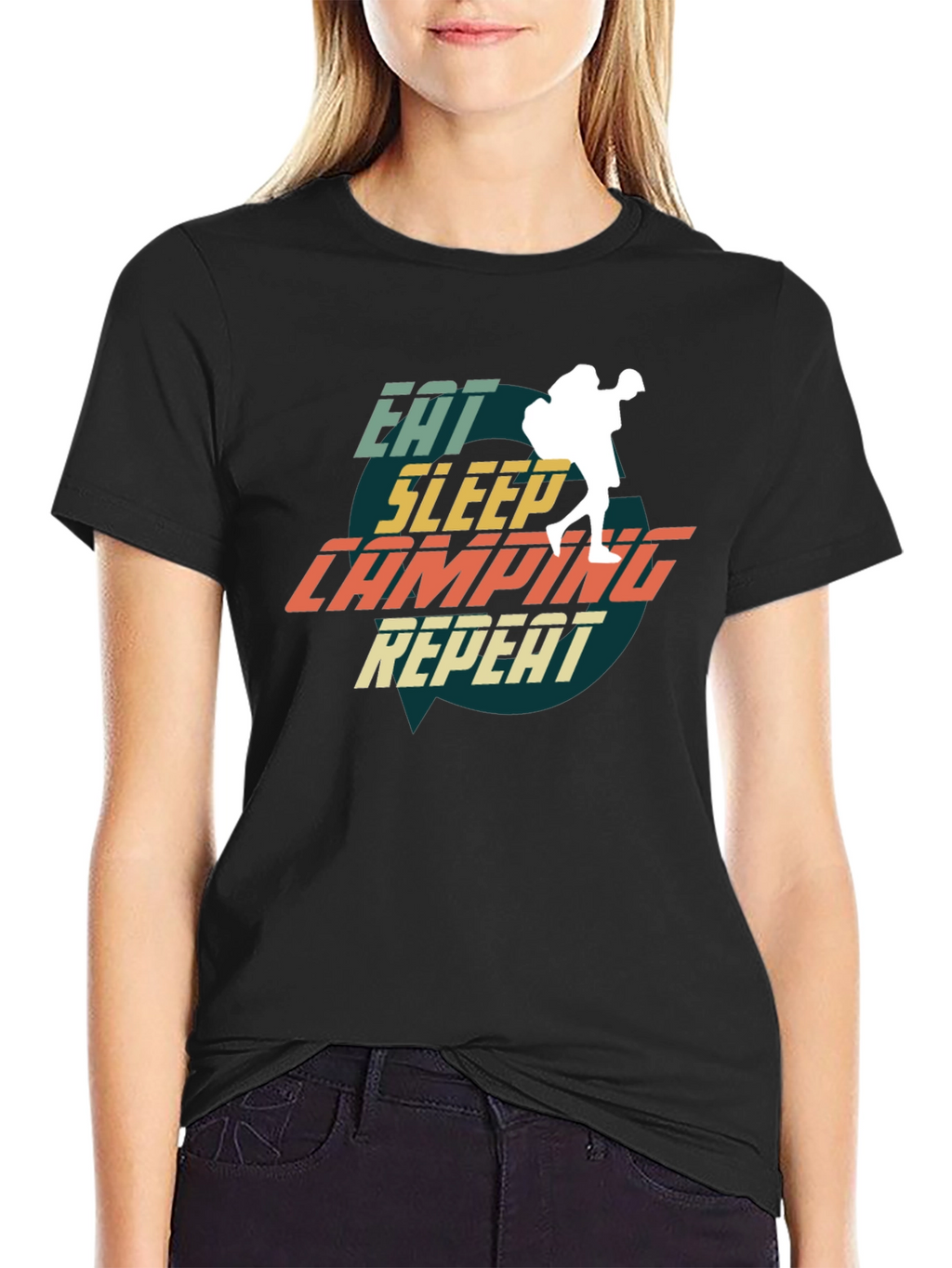 Eat Sleep Camping Repeat Graphic Tee - Adventure Ready