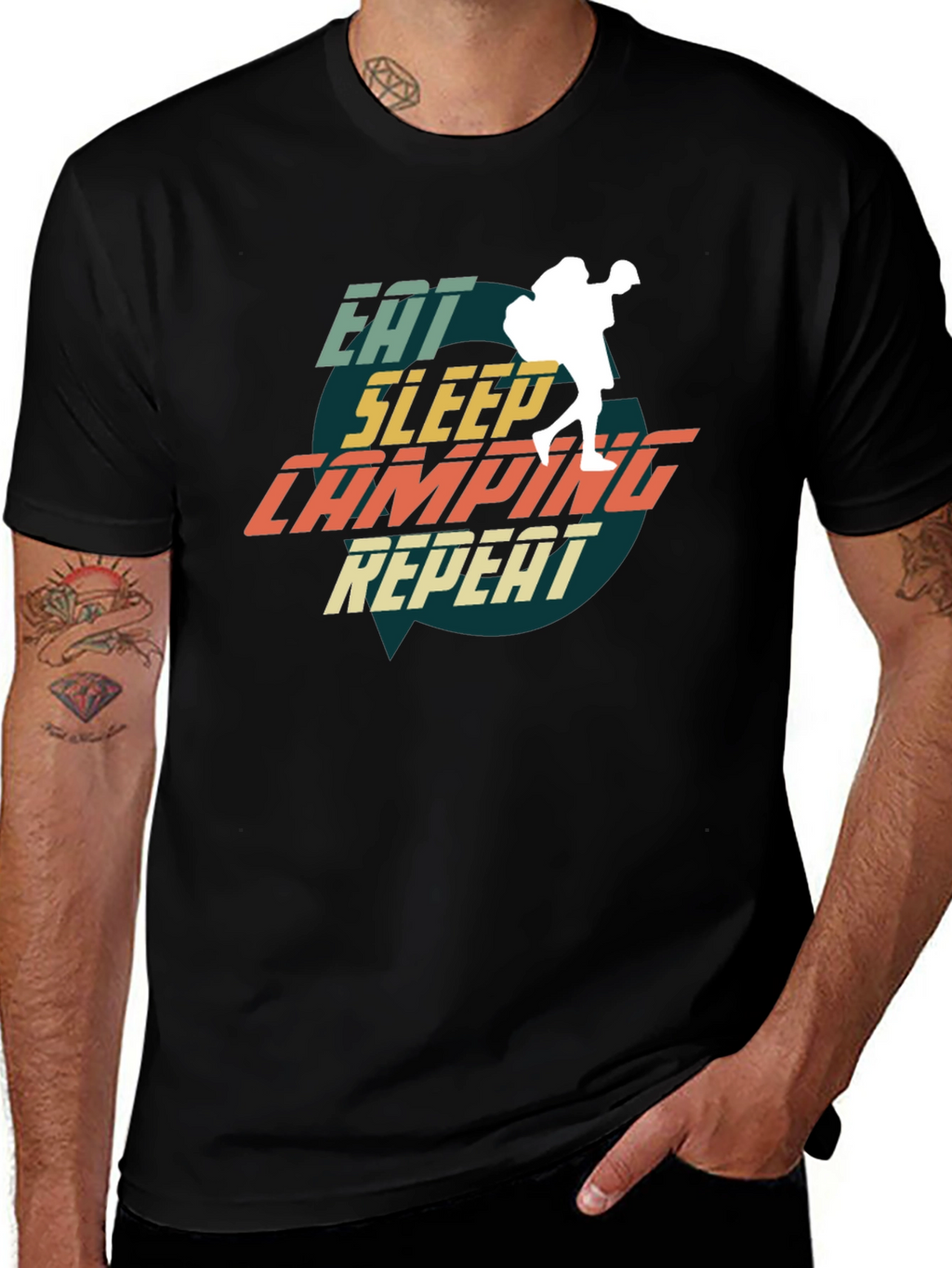 Eat Sleep Camping Repeat Graphic Tee - Adventure Ready