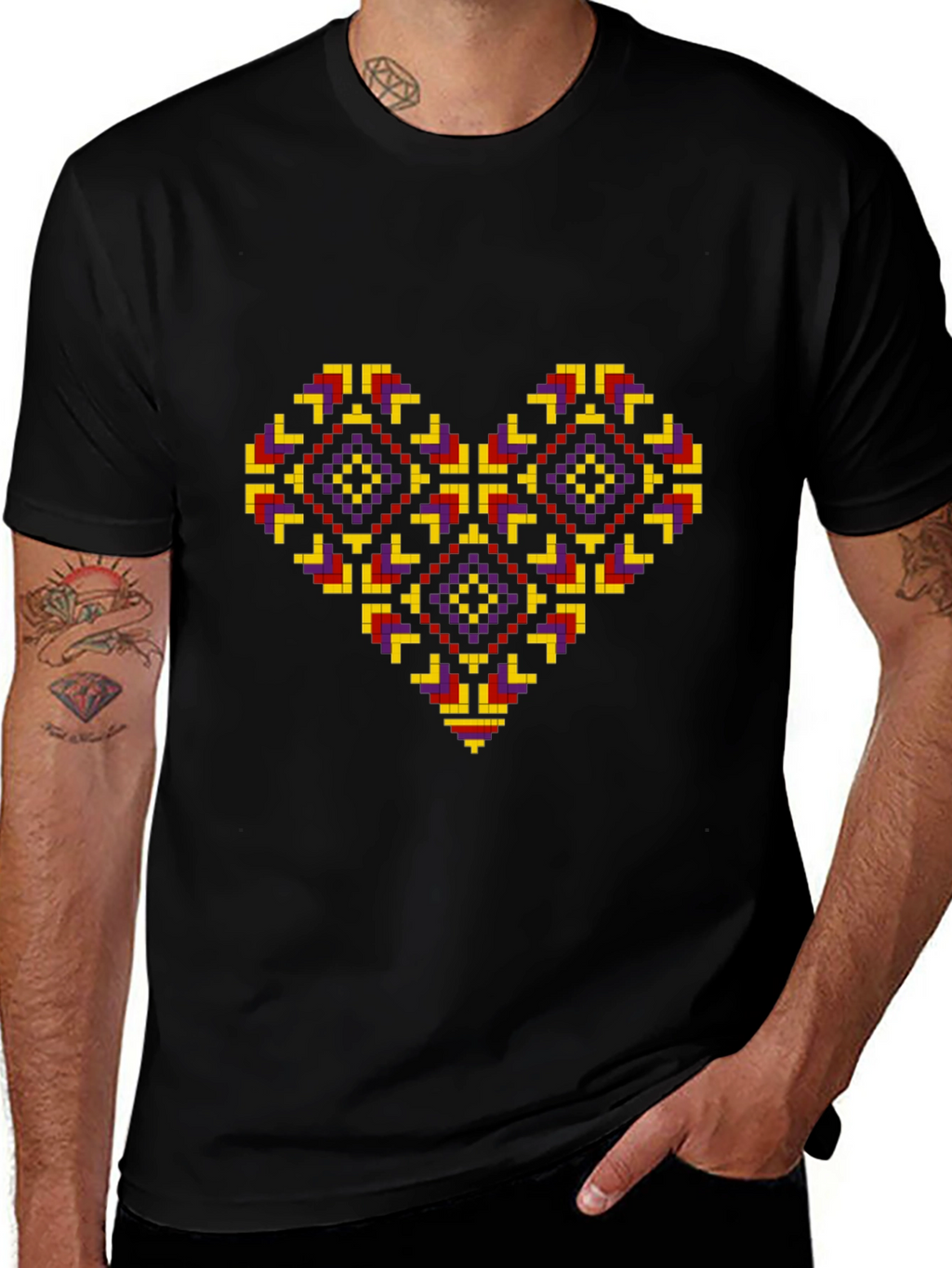 Pixel Heart Black T-Shirt - Unique Graphic Tee
