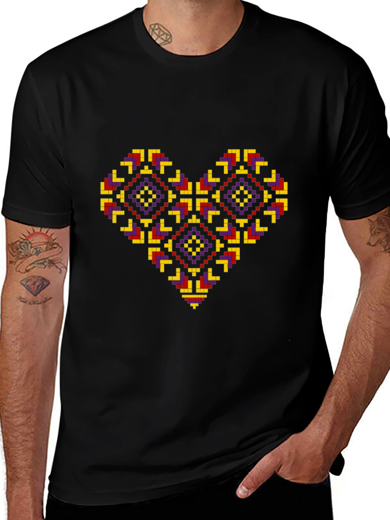 Pixel Heart Black T-Shirt - Unique Graphic Tee