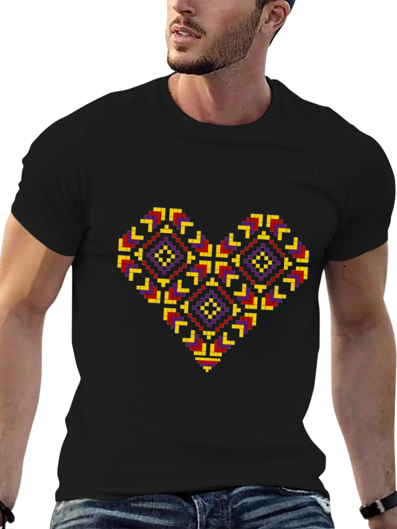 Pixel Heart Black T-Shirt - Unique Graphic Tee
