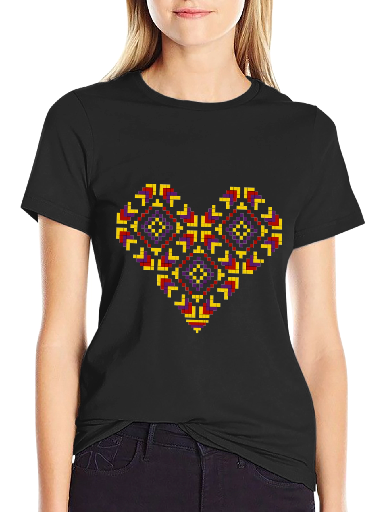Pixel Heart Black T-Shirt - Unique Graphic Tee