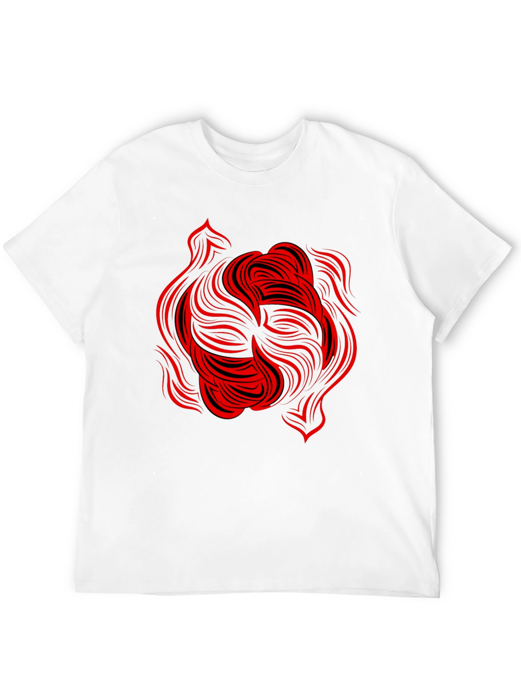 Abstract Red Swirl Graphic Tee - Black