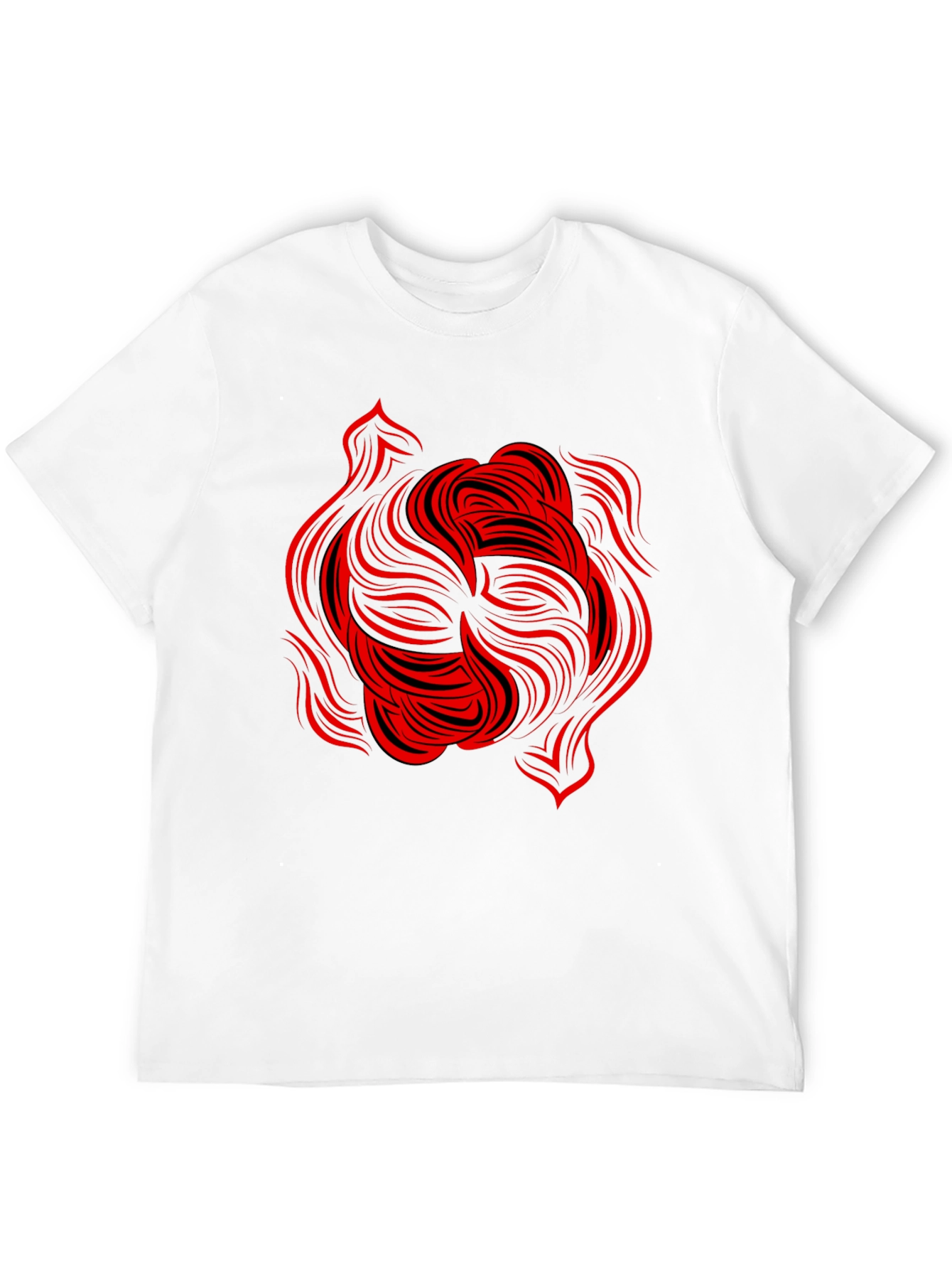Abstract Red Swirl Graphic Tee - Black
