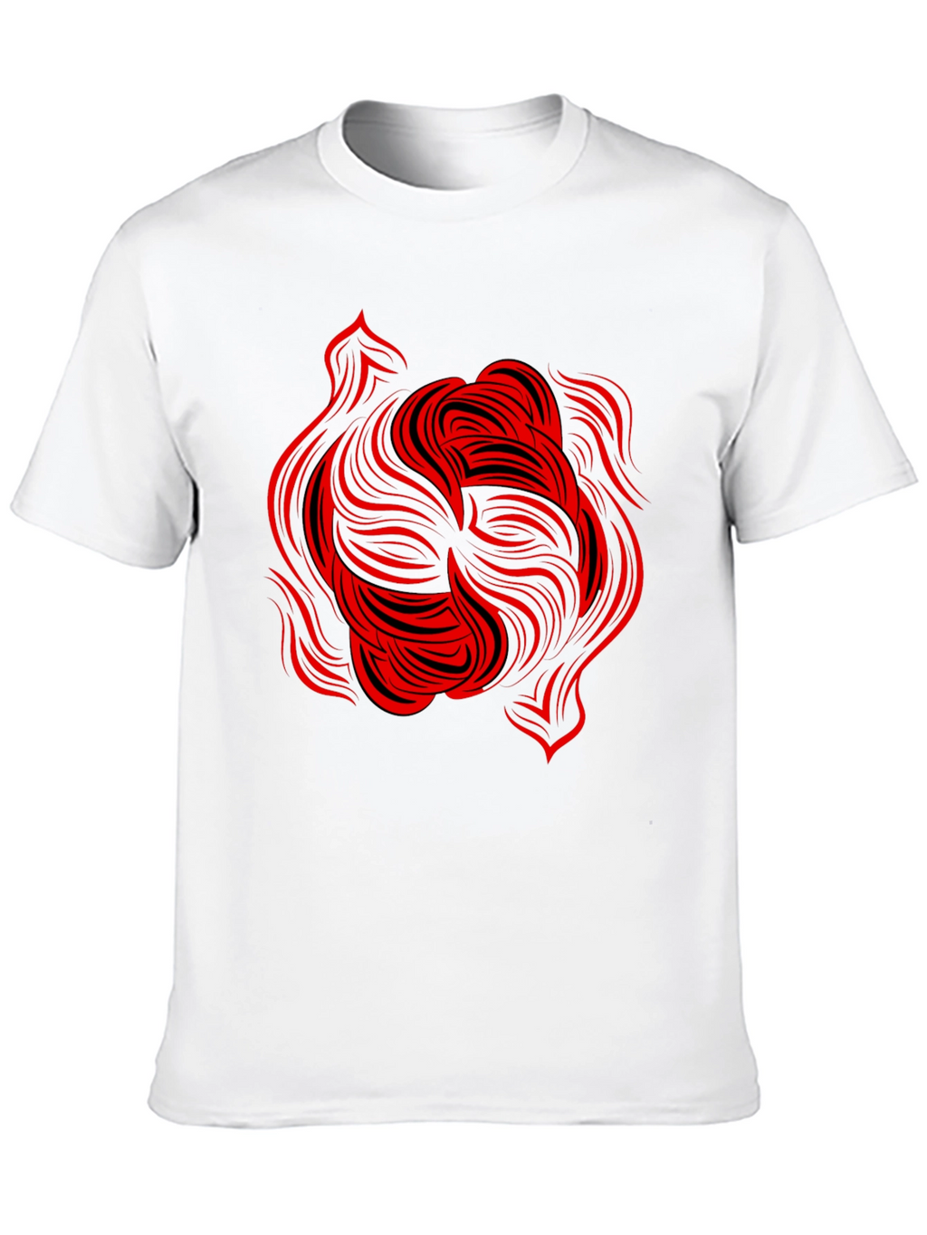 Abstract Red Swirl Graphic Tee - Black