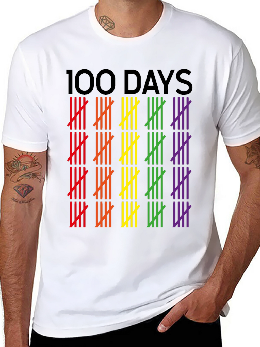 100 Days Pride Tally Marks Graphic Tee