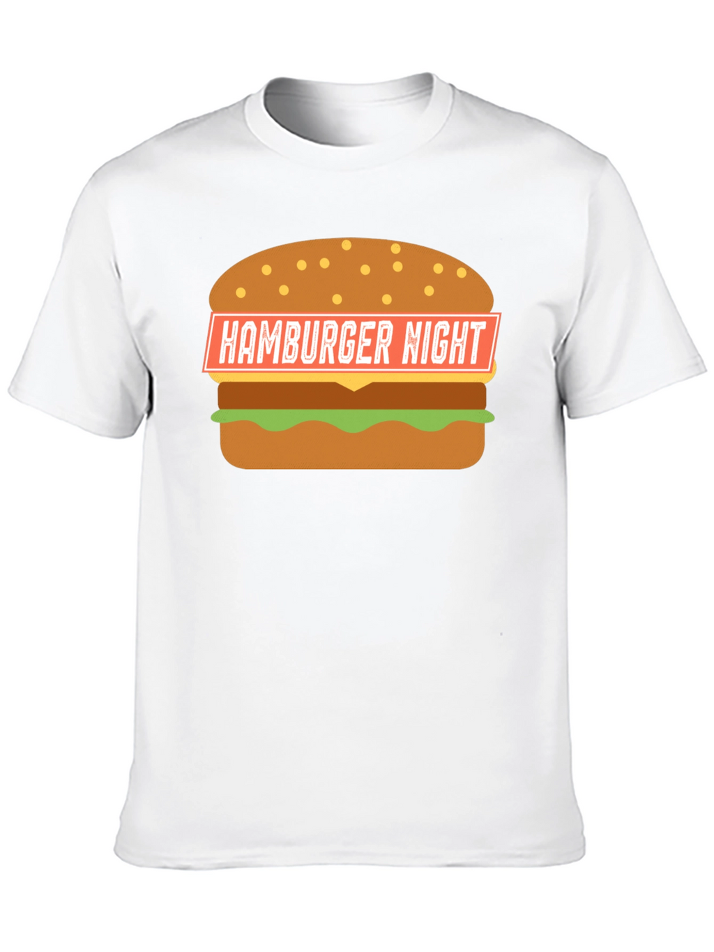 Hamburger Night Graphic T-Shirt - Black Fun Design