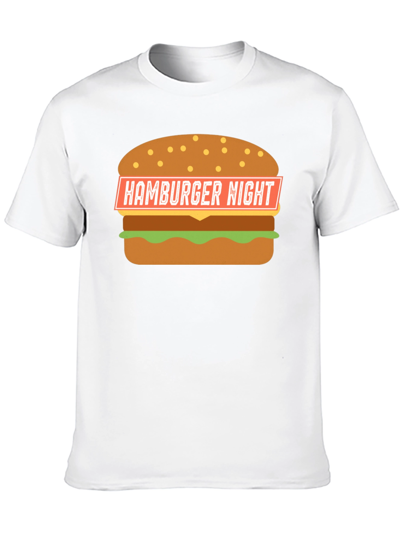 Hamburger Night Graphic T-Shirt - Black Fun Design